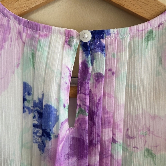 Janie and Jack | Purple White Blue Floral Chiffon A-Line Pleated Dress Size 2T - Picture 5 of 6